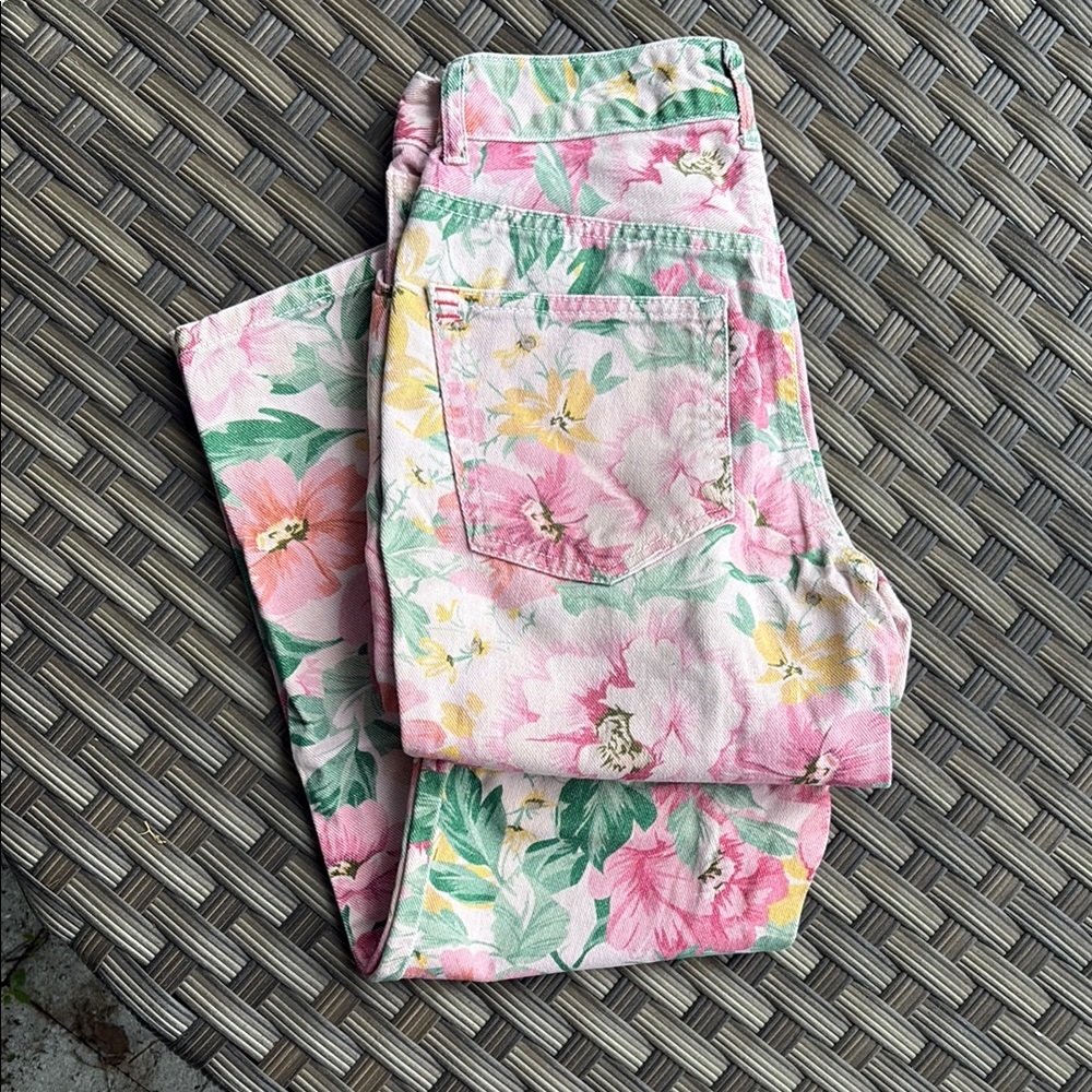 BDG Pink and Green Floral Jeans Vibrant floral Design